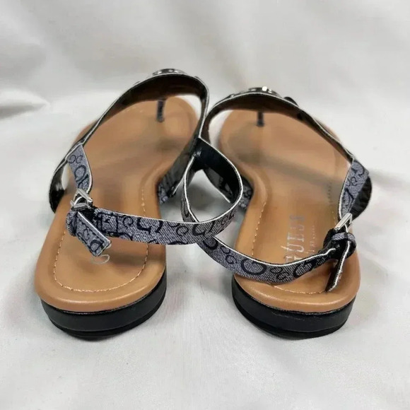 Guess Los Angeles Size 7.5 Sandal Thong Casual Gray Black - Picture 4 of 9